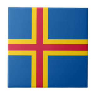 Patriotic Åland Islands Flag Ceramic Tile