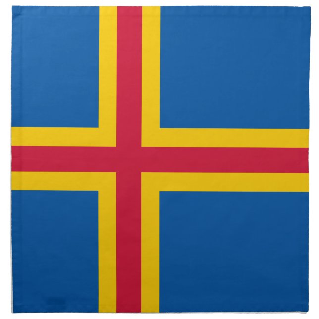Patriotic Åland Islands Flag Cloth Napkin (Front)