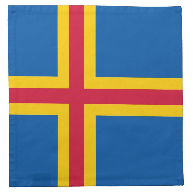 Patriotic Åland Islands Flag Cloth Napkin (Front)
