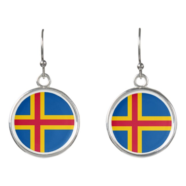 Patriotic Åland Islands Flag Earrings (Front)