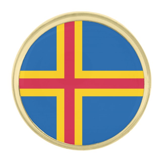 Patriotic Åland Islands Flag Gold Finish Lapel Pin (Front)