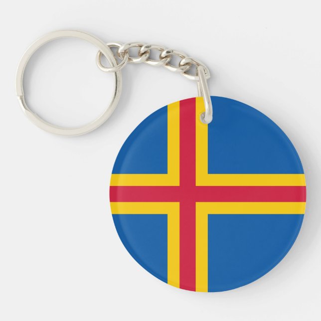 Patriotic Åland Islands Flag Keychain (Front)