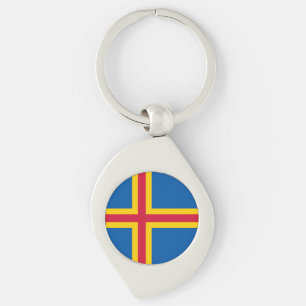 Patriotic Åland Islands Flag Keychain