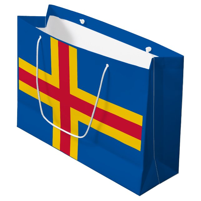 Patriotic Åland Islands Flag Large Gift Bag (Front Angled)