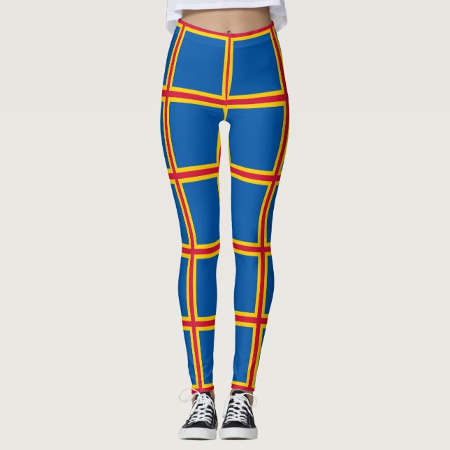 Patriotic Åland Islands Flag Leggings (Front)