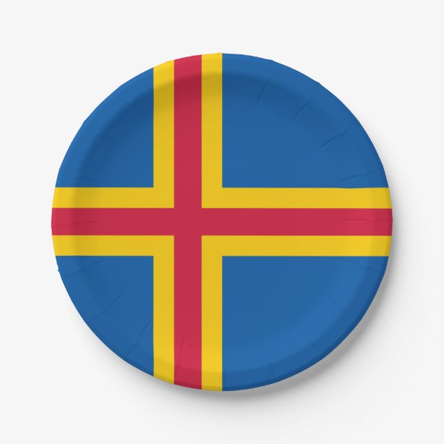 Patriotic Åland Islands Flag Paper Plates (Front)