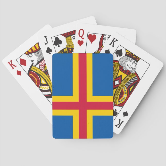 Patriotic Åland Islands Flag Poker Cards (Back)