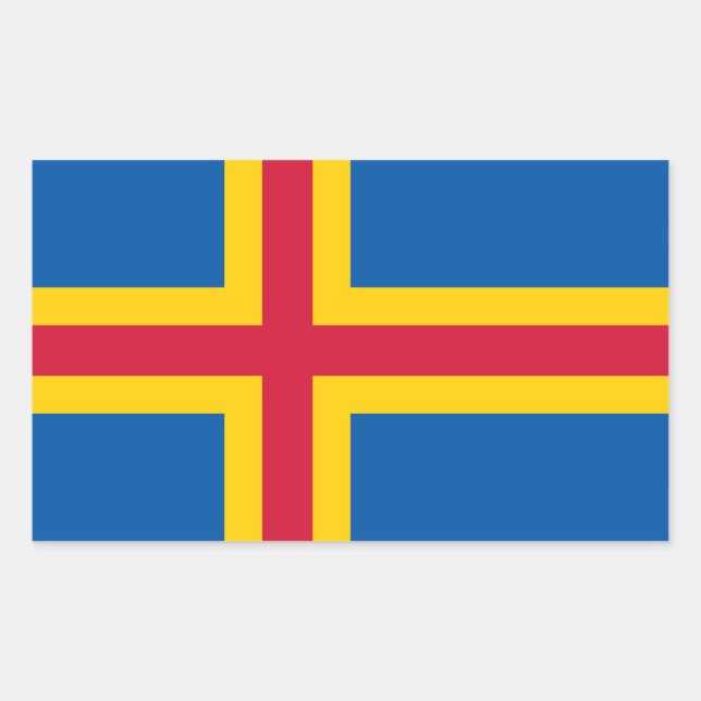 Patriotic Åland Islands Flag Rectangular Sticker (Front)