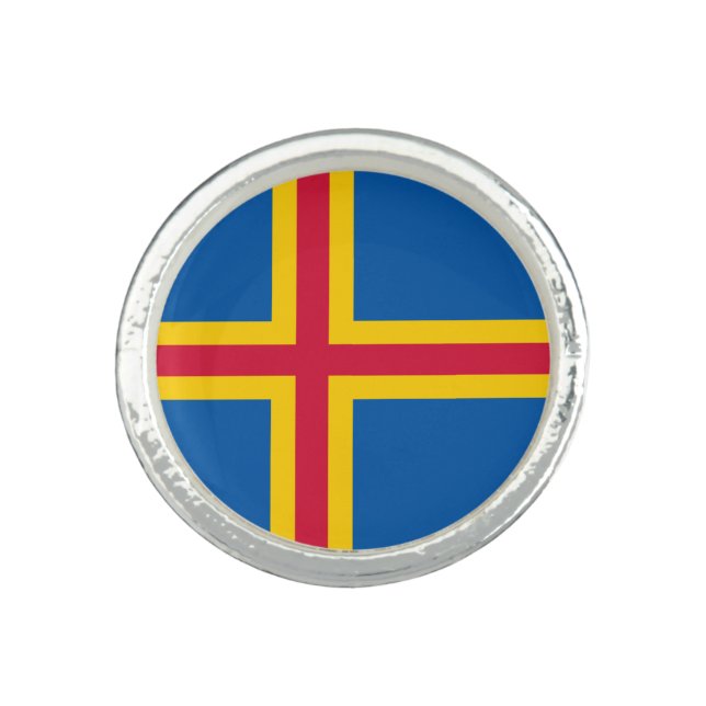 Patriotic Åland Islands Flag Ring (Front)