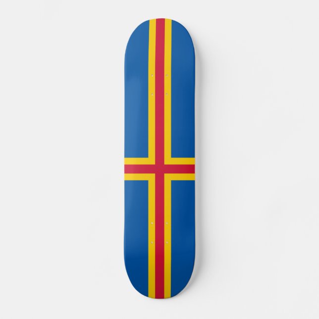 Patriotic Åland Islands Flag Skateboard (Front)