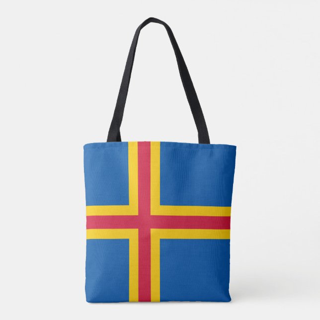 Patriotic Åland Islands Flag Tote Bag (Back)