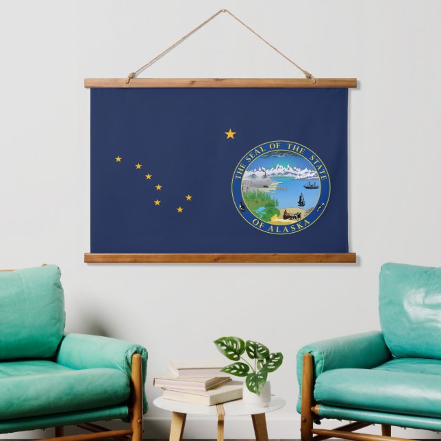 Patriotic Alaska Tapestry, Alaska Flag Hanging Tapestry (Living Room)