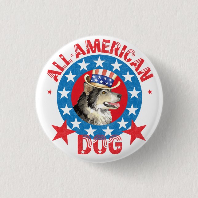 Patriotic Alaskan Malemute Button (Front)