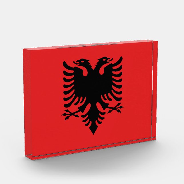 Patriotic Albanian Flag Acrylic Award (Left)