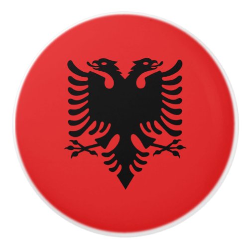 Patriotic Albanian Flag Ceramic Knob