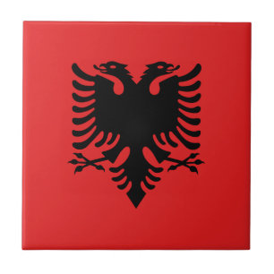 Patriotic Albanian Flag Ceramic Tile