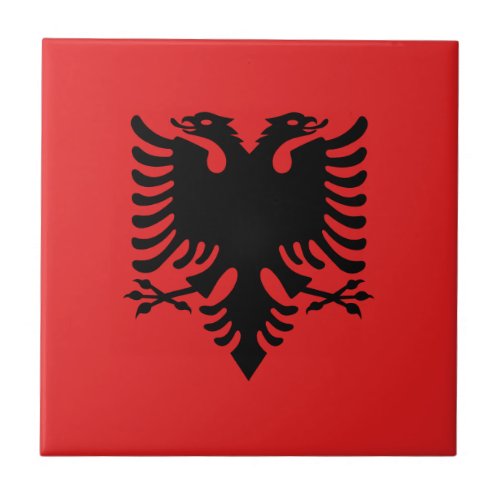 Patriotic Albanian Flag Ceramic Tile