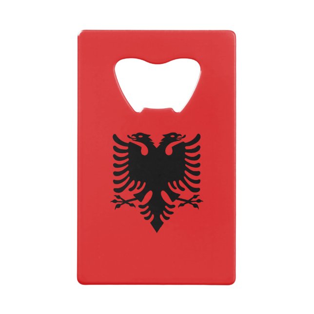 Patriotic Albanian Flag Credit Card Bottle Opener (Front)