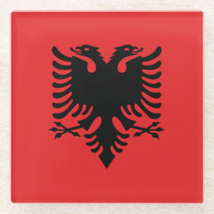 Patriotic Albanian Flag Glass Coaster