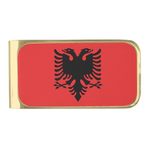 Patriotic Albanian Flag Gold Finish Money Clip