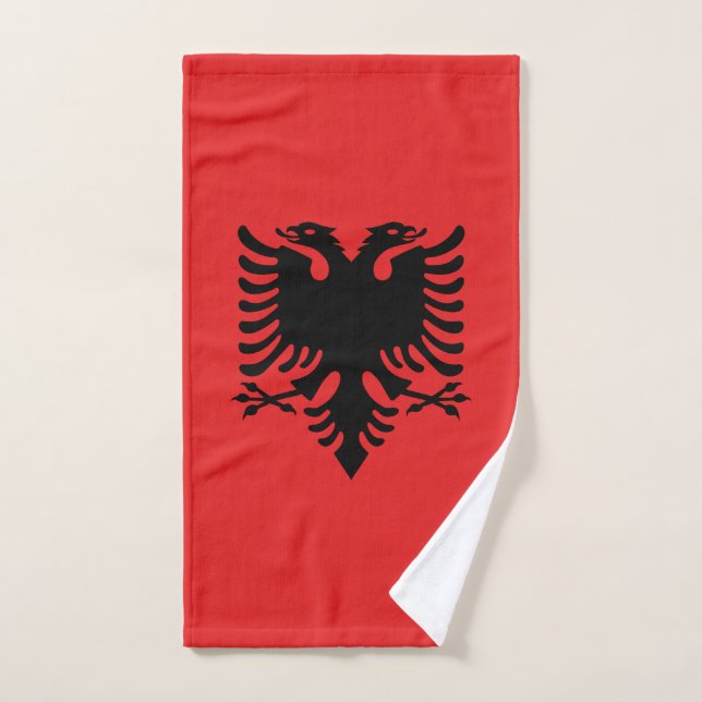 Patriotic Albanian Flag Hand Towel (Hand Towel)
