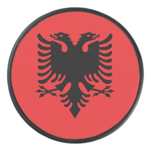 Patriotic Albanian Flag Hockey Puck