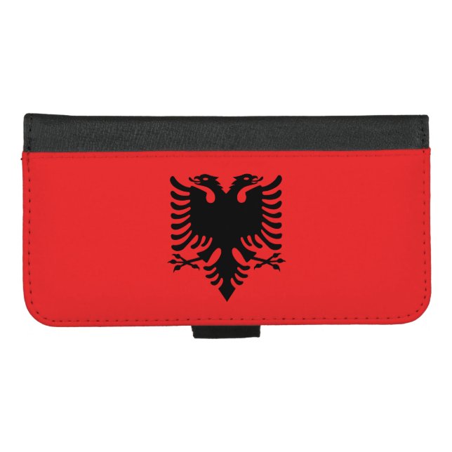 Patriotic Albanian Flag iPhone Wallet Case (Front (Horizontal))