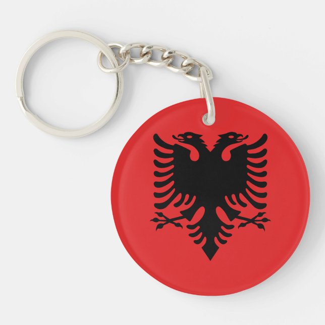 Patriotic Albanian Flag Keychain (Front)