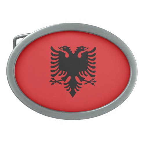Patriotic Albanian Flag Oval Belt Buckle