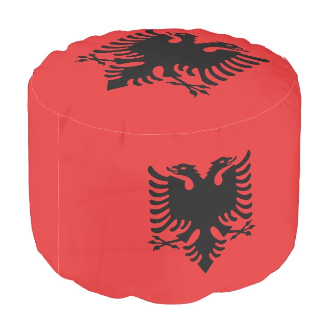 Patriotic Albanian Flag Pouf (Angled Back)