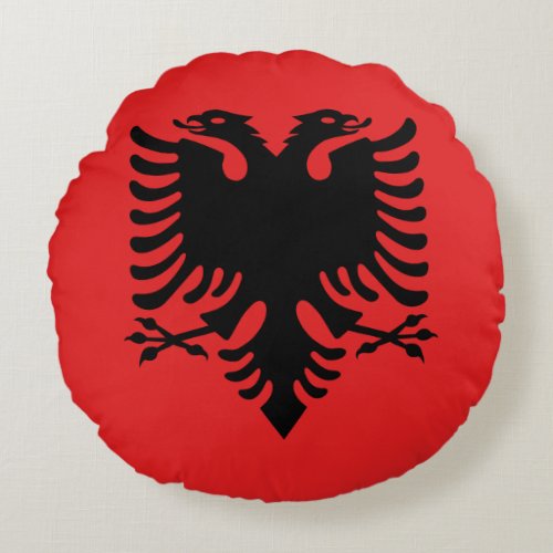 Patriotic Albanian Flag Round Pillow