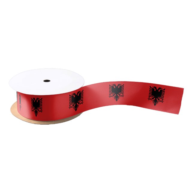 Patriotic Albanian Flag Satin Ribbon (Spool)