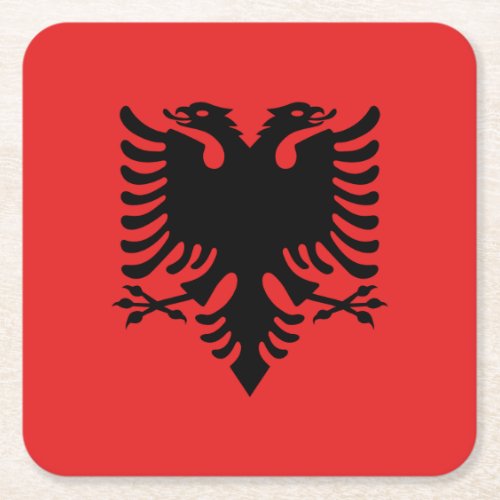 Patriotic Albanian Flag Square Paper Coaster