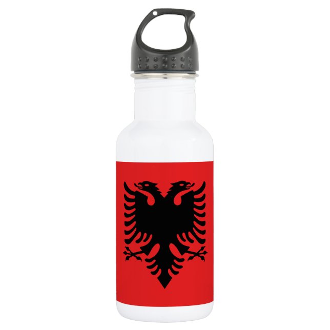 Patriotic Albanian Flag Stainless Steel Water Bottle (Front)