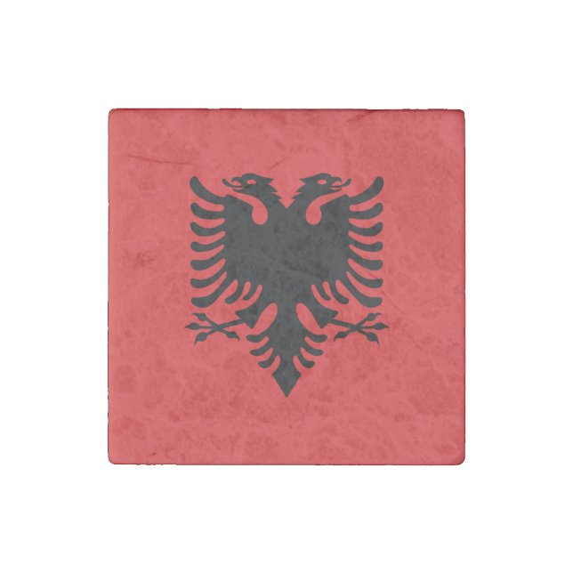 Patriotic Albanian Flag Stone Magnet (Front)