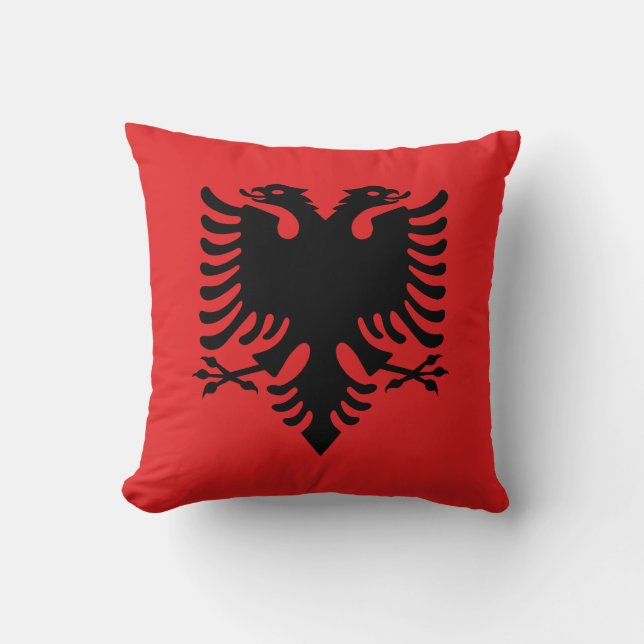 Patriotic Albanian Flag Throw Pillow (Front)