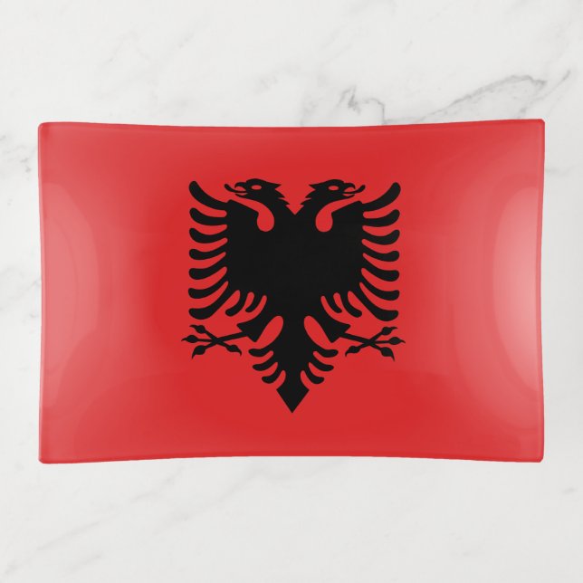Patriotic Albanian Flag Trinket Tray (Front)