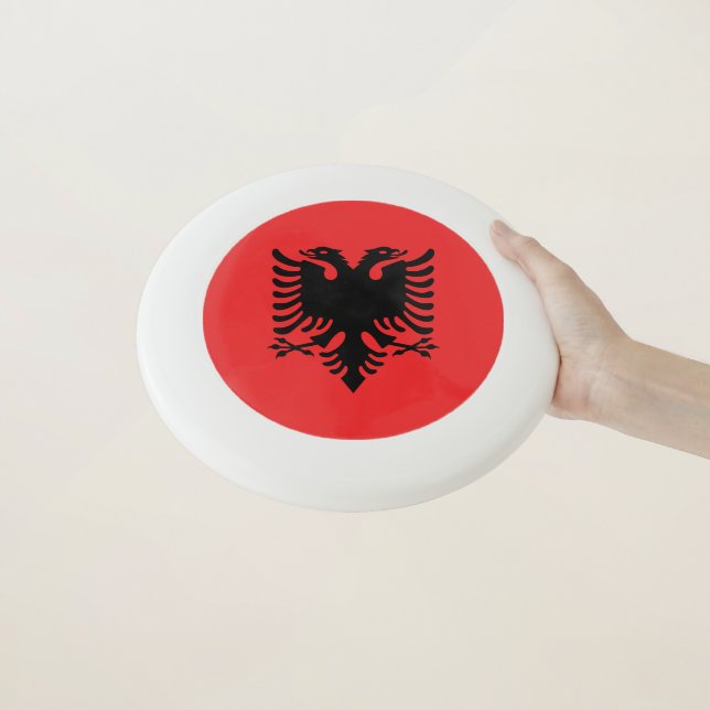 Patriotic Albanian Flag Wham-O Frisbee (In Hand)