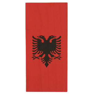Patriotic Albanian Flag Wood Flash Drive