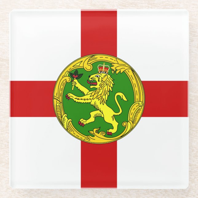 Patriotic Alderney Flag Glass Coaster (Front)