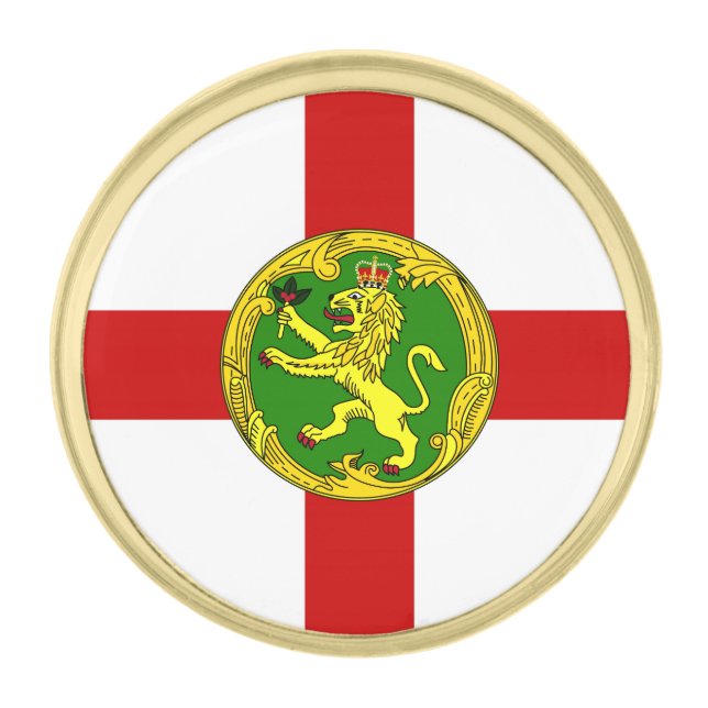 Patriotic Alderney Flag Gold Finish Lapel Pin (Front)