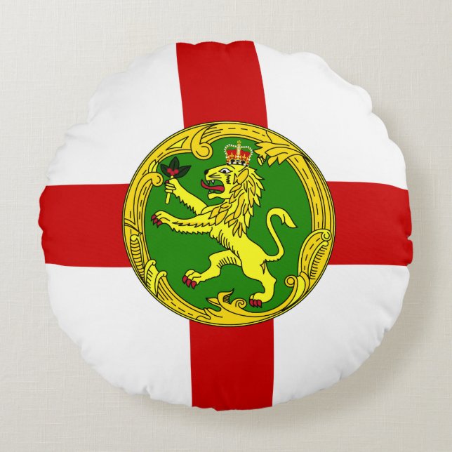 Patriotic Alderney Flag Round Pillow (Front)