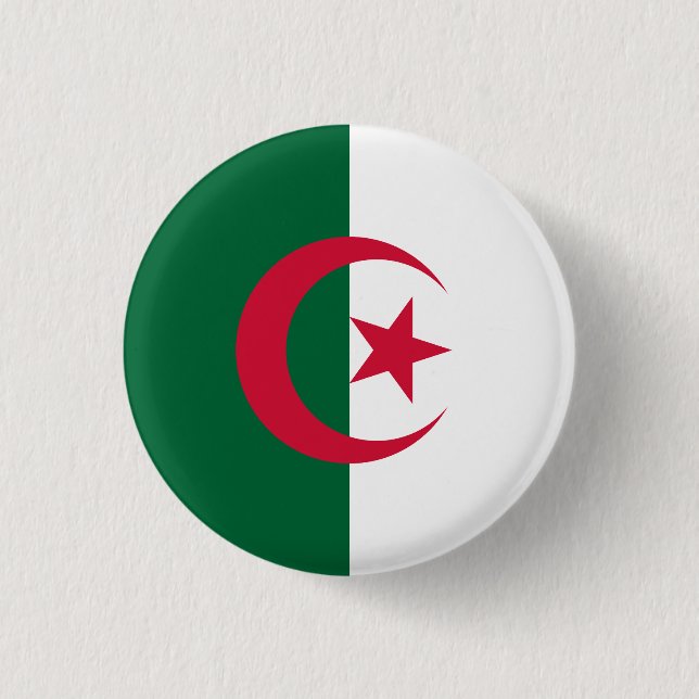 Patriotic Algerian Flag Pinback Button (Front)