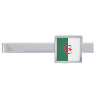 Patriotic Algerian Flag Silver Finish Tie Bar