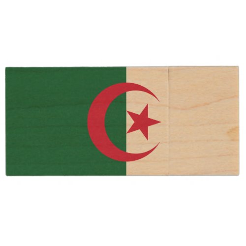Patriotic Algerian Flag Wood USB Flash Drive