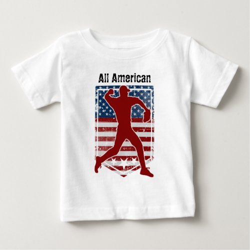 Patriotic All_American Baseball Vintage Distressed Baby T_Shirt