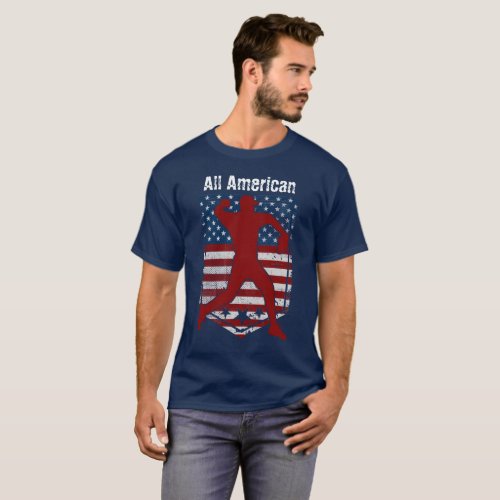 Patriotic All_American Baseball Vintage Distressed T_Shirt