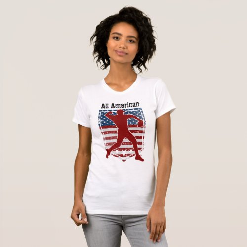 Patriotic All_American Baseball Vintage Distressed T_Shirt
