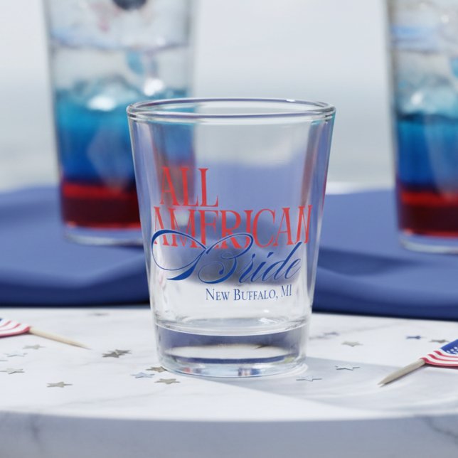 Patriotic All American Bride Bachelorette Shot Glass (Patriotic All American Bride Bachelorette Shot Glass)