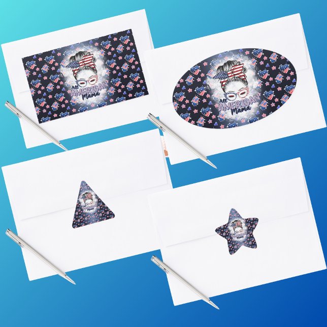 Patriotic All American Mama Messy Bun Rectangular Sticker (Creator Uploaded)